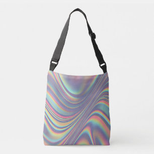 Iridescent Holographic Swirl Texture Tragetaschen Mit Langen Trägern