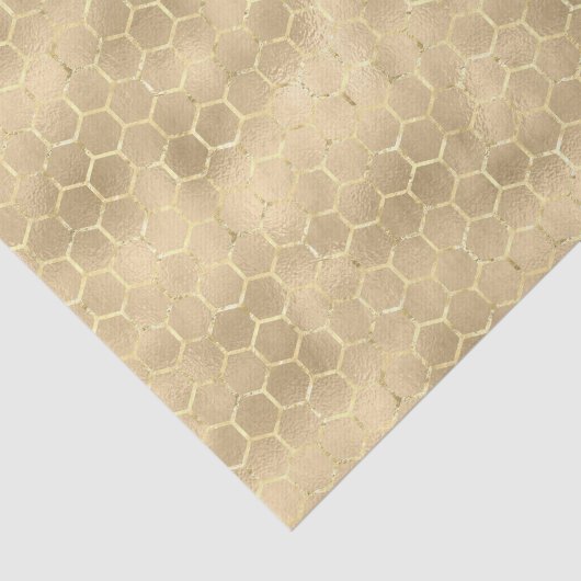 Iridescent Honeycomb Gold Gradient Apiary Pattern Seidenpapier (Ausschnitt)