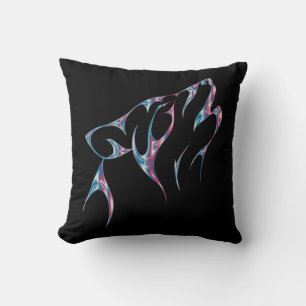 Iridescent Howling Wolf Spirit Animal Kissen