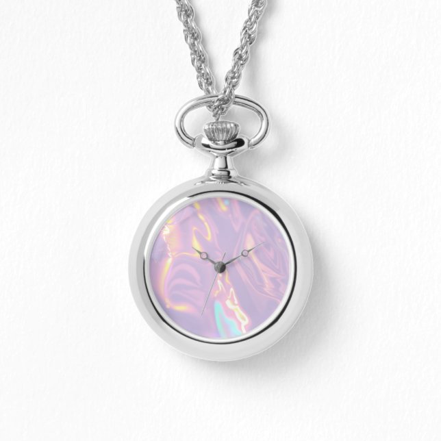 Iridescent Lavender Ethereal Necklace Watch Armbanduhr (Vorderseite)