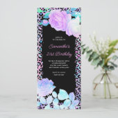 Iridescent Leopard Painted Black 21. Geburtstag Einladung (Stehend Vorderseite)