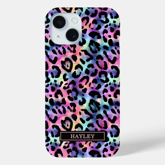Iridescent Leopard Print Monogrammed Case-Mate iPhone Hülle (Rückseite)