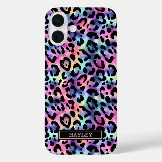 Iridescent Leopard Print Monogrammed Case-Mate iPhone Hülle (Rückseite)
