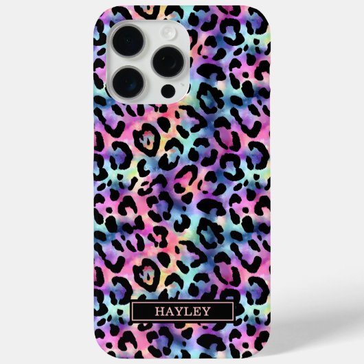 Iridescent Leopard Print Monogrammed Case-Mate iPhone Hülle (Rückseite)