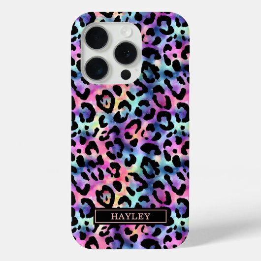Iridescent Leopard Print Monogrammed Case-Mate iPhone Hülle (Rückseite)