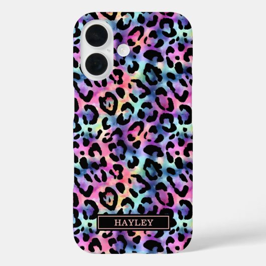 Iridescent Leopard Print Monogrammed Case-Mate iPhone Hülle (Rückseite)