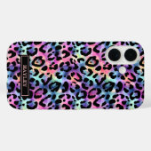 Iridescent Leopard Print Monogrammed Case-Mate iPhone Hülle (Rückseite (Horizontal))