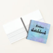 Iridescent Lila Blue Glitzer Name Sketchbook Notizblock (Innenseite)