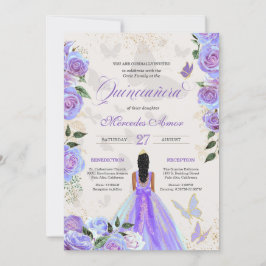 Iridescent Lila Butterfly Mariposa Quinceanera   Einladung