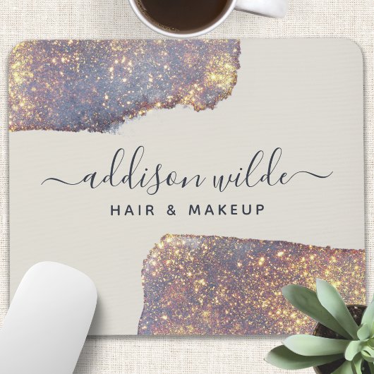 Iridescent Lila Gold Glam Glitzer Mousepad