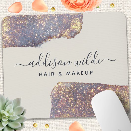 Iridescent Lila Gold Glam Glitzer Mousepad