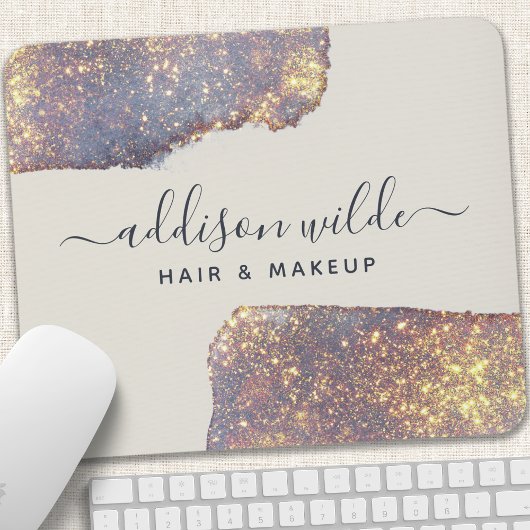 Iridescent Lila Gold Glam Glitzer Mousepad