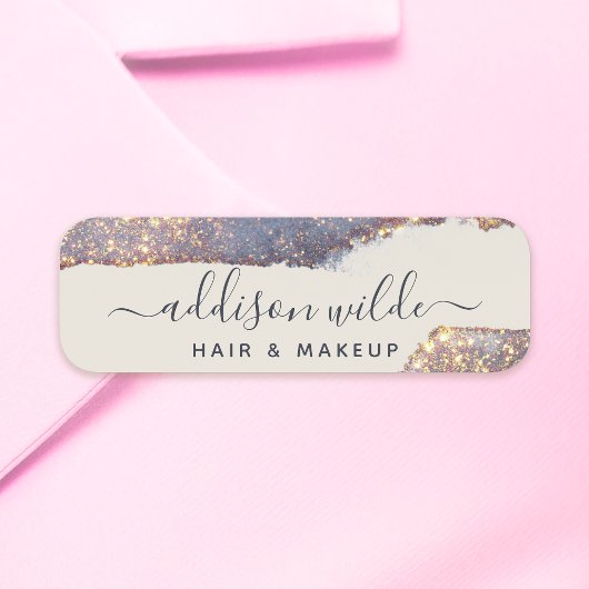 Iridescent Lila Gold Glam Glitzer Namensschild