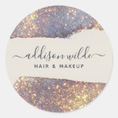 Iridescent Lila Gold Glam Glitzer Runder Aufkleber (Vorderseite)