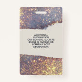 Iridescent Lila Gold Glam Glitzer Salon ID Ausweis (Rückseite)