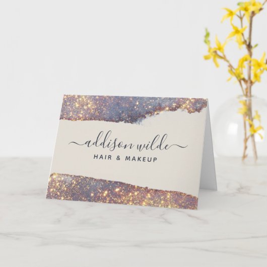 Iridescent Lila Gold Glam Glitzer Vielen Dank Karte (Gelbe Blume)