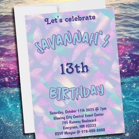 Iridescent Lila Pastel Geburtstag Einladung