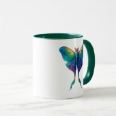 Iridescent Luna Moth Coffee Mug | Colorful Fantasy Tasse (VorderseiteRechts)
