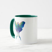 Iridescent Luna Moth Coffee Mug | Colorful Fantasy Tasse (Vorderseite Links)