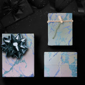 Iridescent Marble | Holographic Dusty Blue Pink Geschenkpapier Set