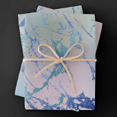 Iridescent Marble | Holographic Dusty Blue Pink Geschenkpapier Set