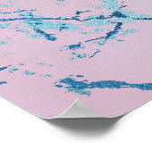 Iridescent Marble | Trendy Holographic Blue Pink Poster (Ecke)