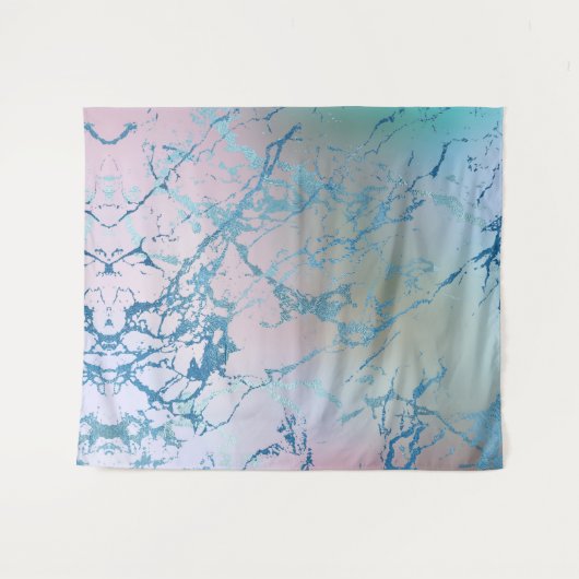 Iridescent Marble | Trendy Imitats Holo Background Wandteppich (Vorderseite (Horizontal))