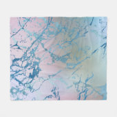 Iridescent Marble | Trendy Imitats Holo Blue Pink Fleecedecke (Vorderseite (Horizontal))