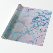 Iridescent Marble | Trendy Imitats Holo Blue Pink Geschenkpapier (Ungerollt)