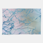 Iridescent Marble | Trendy Imitats Holo Blue Pink Geschirrtuch (Horizontal)