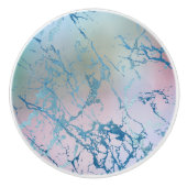 Iridescent Marble | Trendy Imitats Holo Blue Pink Keramikknauf (Vorderseite)