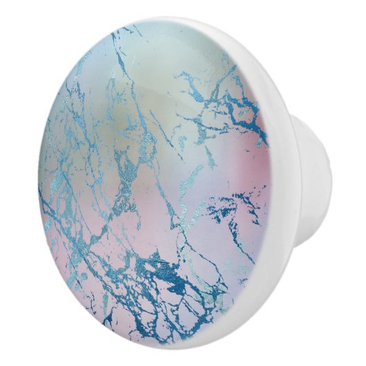Iridescent Marble | Trendy Imitats Holo Blue Pink Keramikknauf (Rechts)