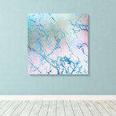 Iridescent Marble | Trendy Imitats Holo Blue Pink Leinwanddruck (Insitu (Holzboden))