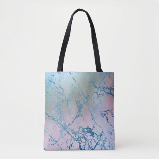 Iridescent Marble | Trendy Imitats Holo Blue Pink Tasche (Vorderseite)