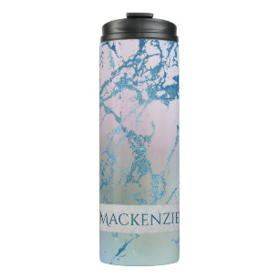 Iridescent Marble   Trendy Imitats Holo Blue Pink Thermosbecher