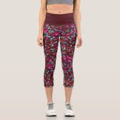 Iridescent Maroon Star Glitzer Capri Leggings (Vorderseite)