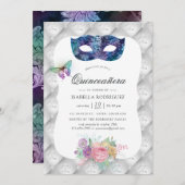 Iridescent Masquerade Quinceañera Einladung (Vorne/Hinten)