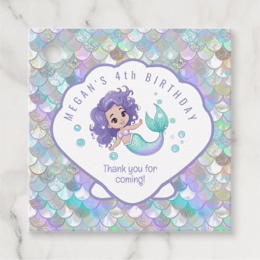 Iridescent Mermaid Scales Clam Muschel V1 ID1144 Geschenkanhänger (Vorderseite)