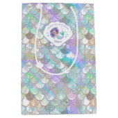 Iridescent Mermaid Scales Clam Muschel V1 ID1144 Mittlere Geschenktüte (Vorderseite)