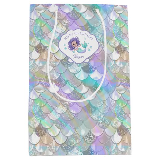 Iridescent Mermaid Scales Clam Muschel V1 ID1144 Mittlere Geschenktüte (Vorderseite)