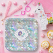 Iridescent Mermaid Scales Clam Muschel V1 ID1144 Pappteller (Party)