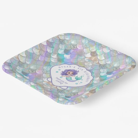 Iridescent Mermaid Scales Clam Muschel V1 ID1144 Pappteller (Gewinkelt)