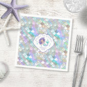 Iridescent Mermaid Scales Clam Muschel V1 ID1144 Serviette