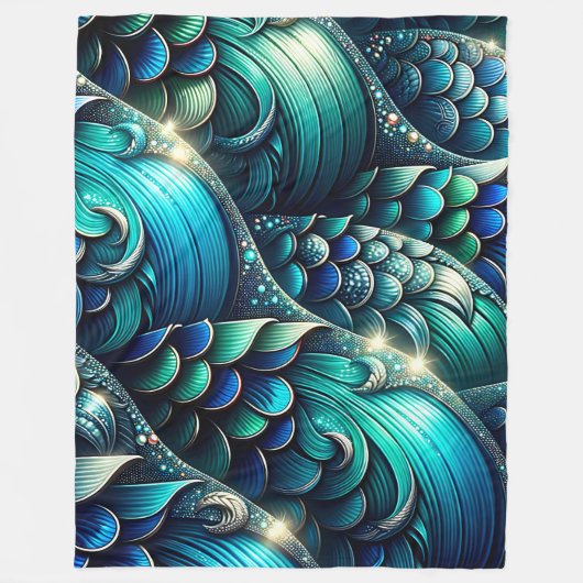 "Iridescent Mermaid Scales" Fleecedecke (Vorderseite)