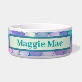 Iridescent Mermaid Scales Personalisiert Napf