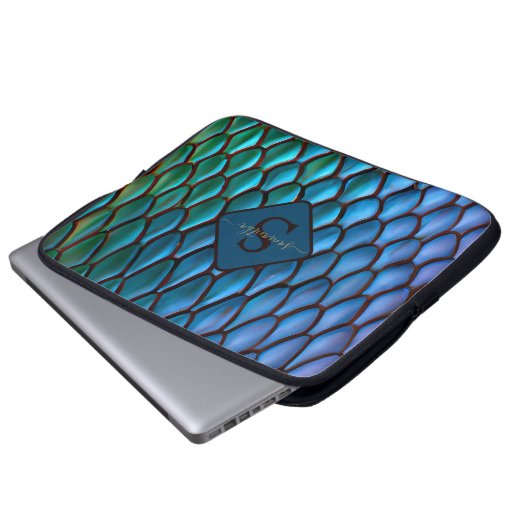 Iridescent Mermaid Schwanzes Dragon Scales Fantasy Laptopschutzhülle (Vorne Knopf)