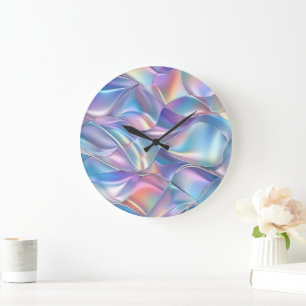 Iridescent Metallic 6 geometrisch Große Wanduhr