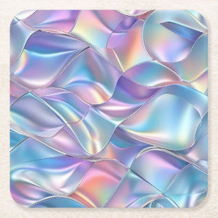 Iridescent Metallic 6 geometrisch Rechteckiger Pappuntersetzer
