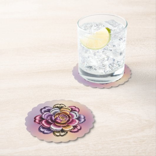 Iridescent Metallic Flower Scalloped Coaster Set  Untersetzer (Vor Ort)