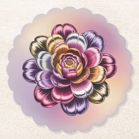 Iridescent Metallic Flower Scalloped Coaster Set  Untersetzer (Vorderseite)